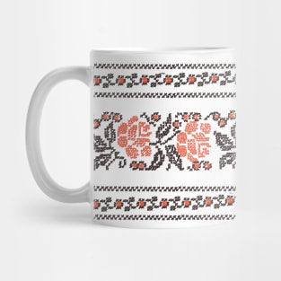 Ukrainian motive. Folk embroidery red black Mug